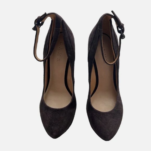 L.A.M.B by GWEN STEFANI Brown SUEDE Platform SHOES Wedge HAVANA ( 7.5 ) - Picture 3 of 5